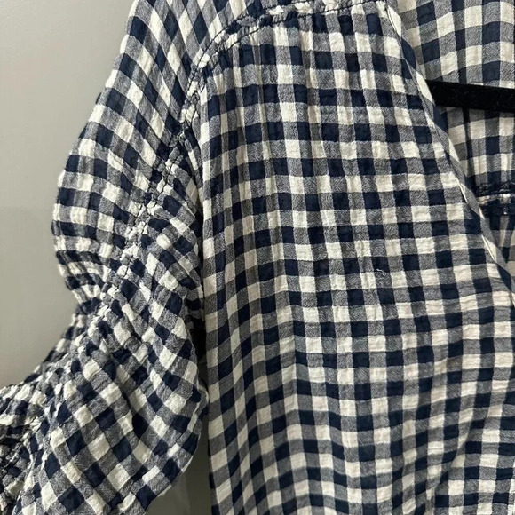 Veronica Beard Campbell Gingham Navy/White Ruched Mini Dress Size 2 - Picture 5 of 9